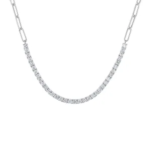 14KT GOLD DIAMOND TENNIS & RECTANGLE LINK NECKLACE