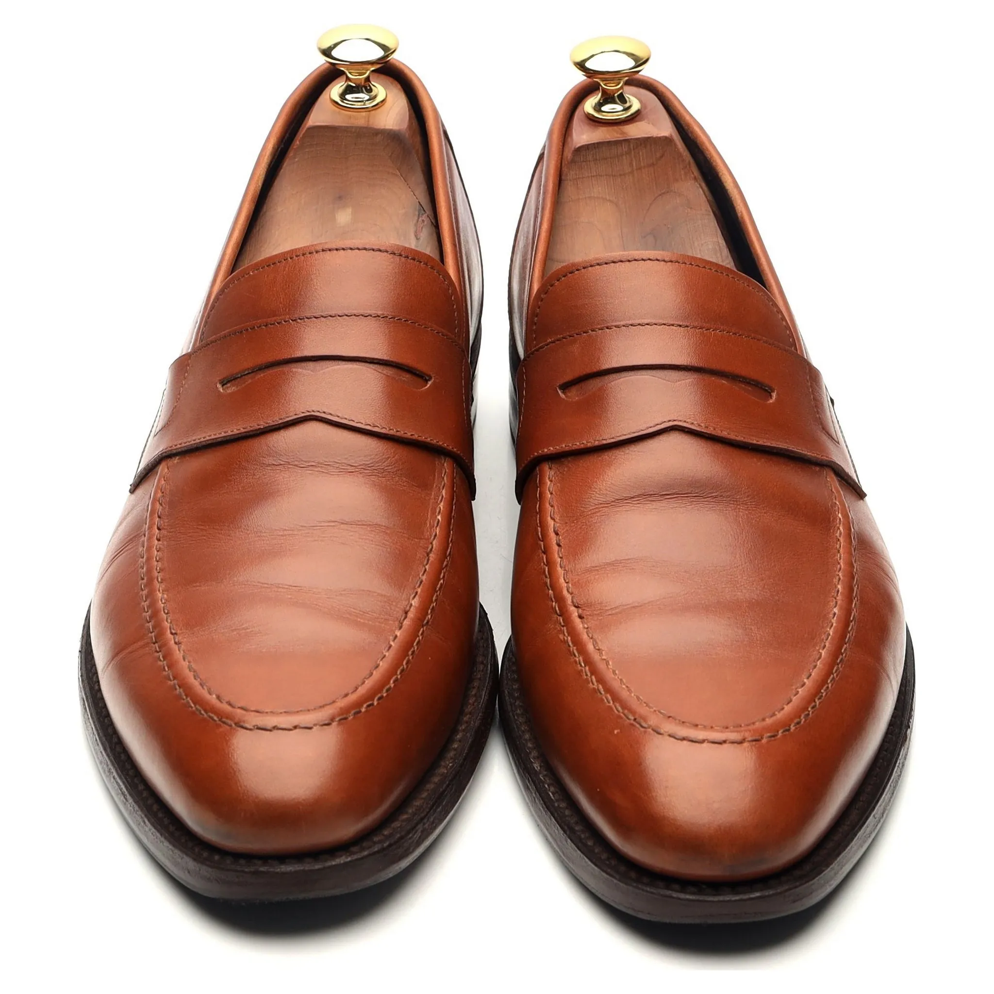 1880 'Anson' Tan Brown Leather Loafers UK 9 F