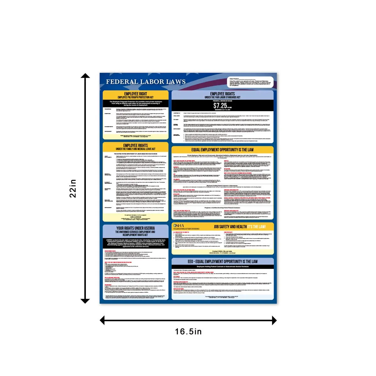 2021 California Labor Law Poster - State, Federal, Osha Compliant. 2 Extra Large All-in