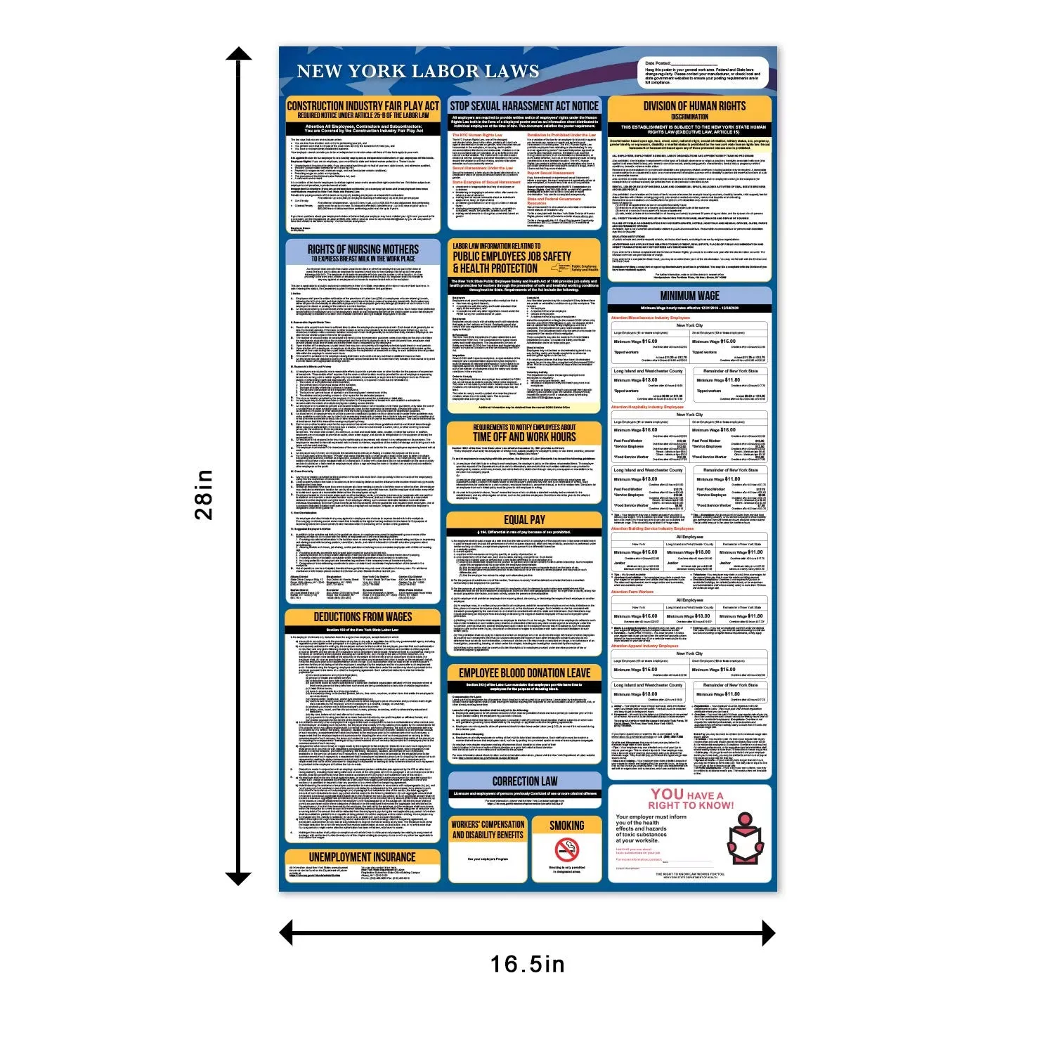 2021 New York Labor Law Posters - 2 Large State and Federal All-in-One Posters. New York