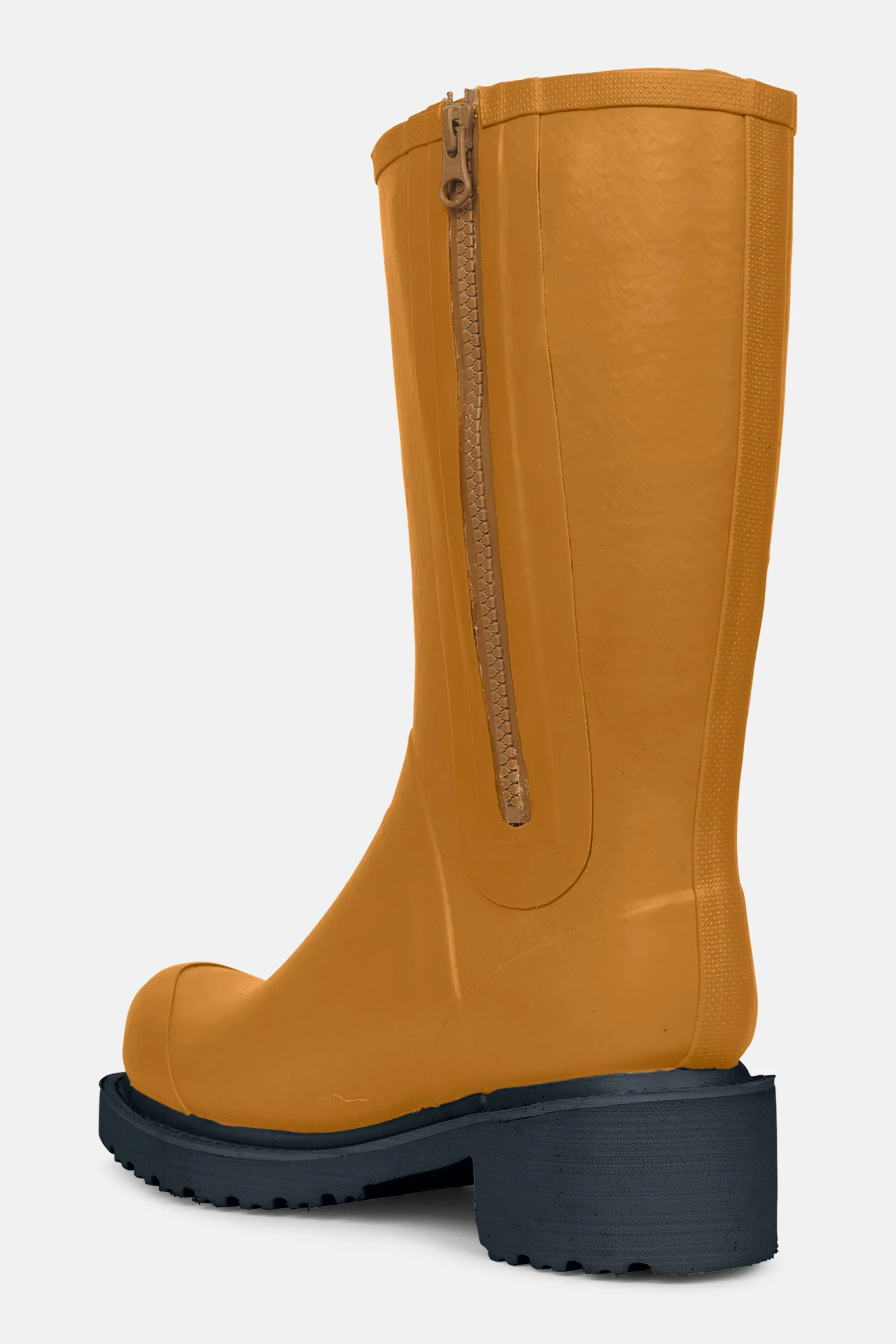 3/4 Rubber Boots With Zip - Dijon