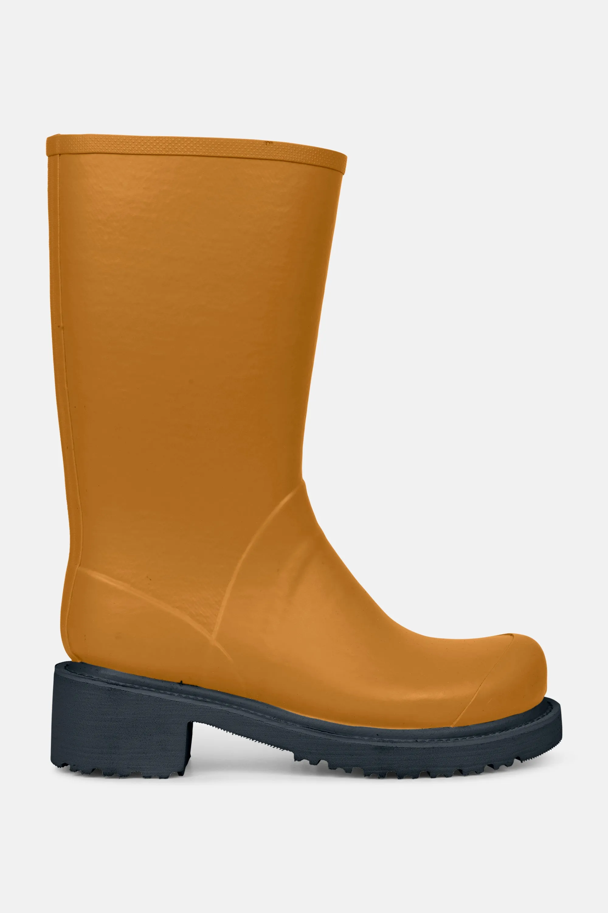 3/4 Rubber Boots With Zip - Dijon