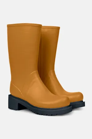 3/4 Rubber Boots With Zip - Dijon