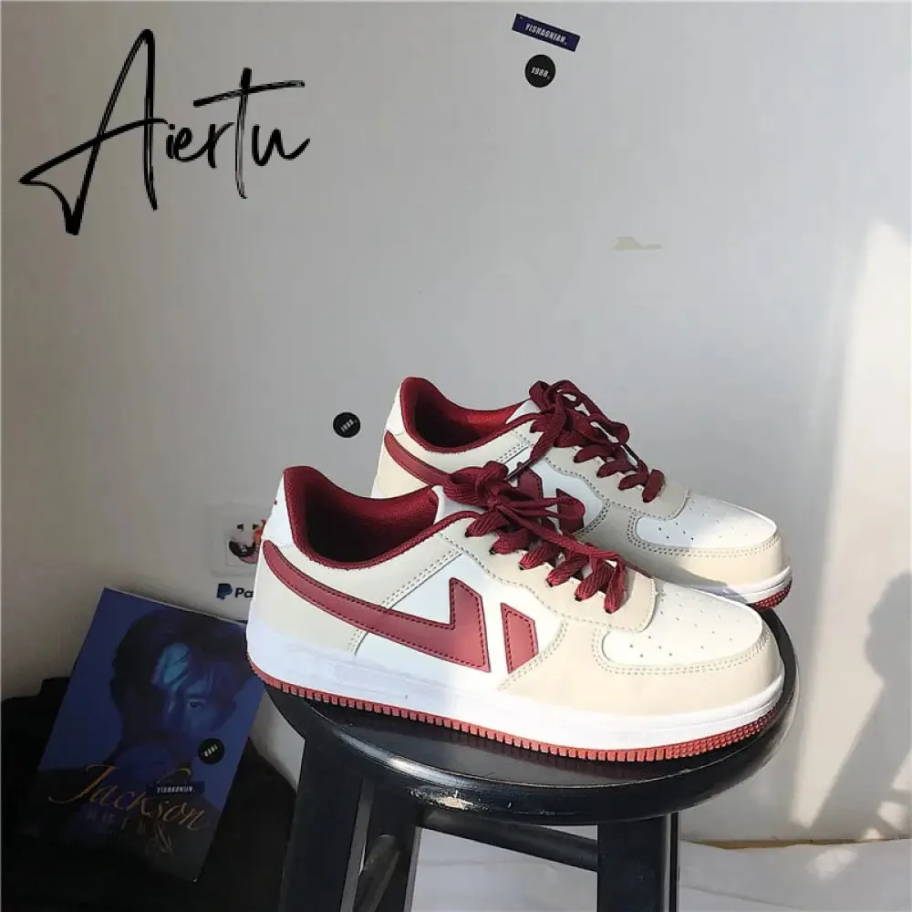 Aiertu Women Sneakers White Pink Tennis Cute Lovely Girl Casual Shoes Female Student Blue Low Top Platform Flats Ladies Vulcanize Shoes