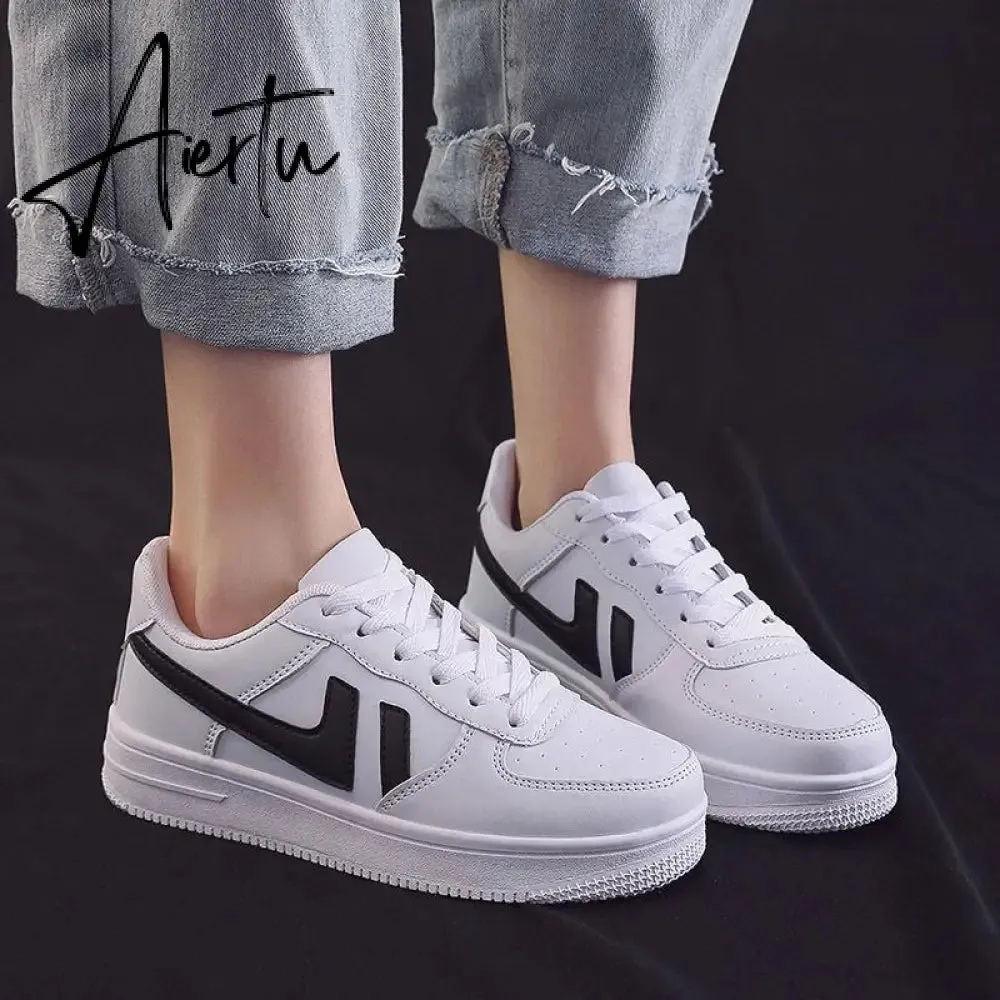 Aiertu Women Sneakers White Pink Tennis Cute Lovely Girl Casual Shoes Female Student Blue Low Top Platform Flats Ladies Vulcanize Shoes