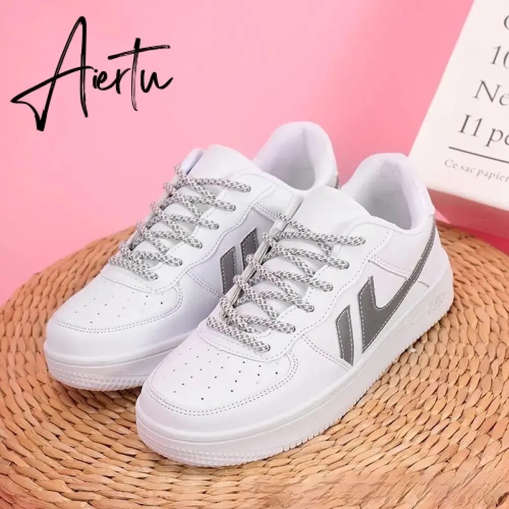 Aiertu Women Sneakers White Pink Tennis Cute Lovely Girl Casual Shoes Female Student Blue Low Top Platform Flats Ladies Vulcanize Shoes