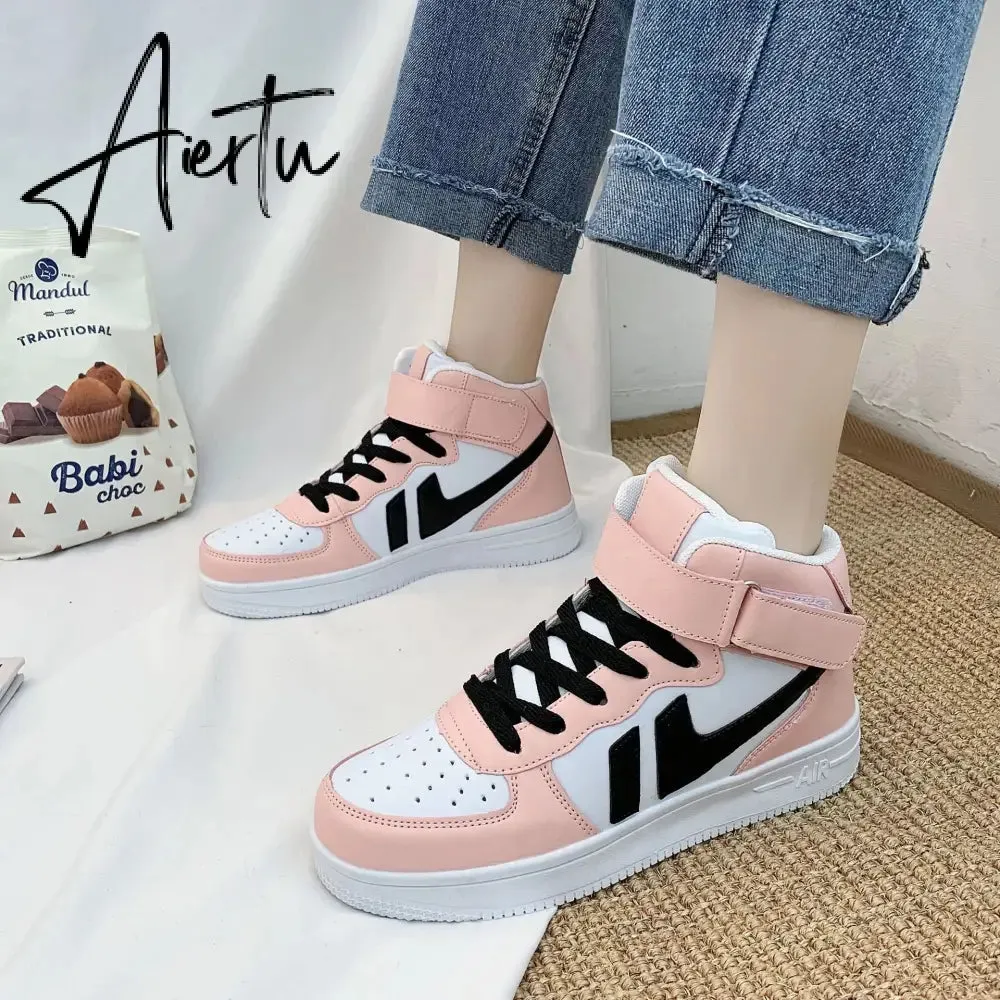 Aiertu Women Sneakers White Pink Tennis Cute Lovely Girl Casual Shoes Female Student Blue Low Top Platform Flats Ladies Vulcanize Shoes