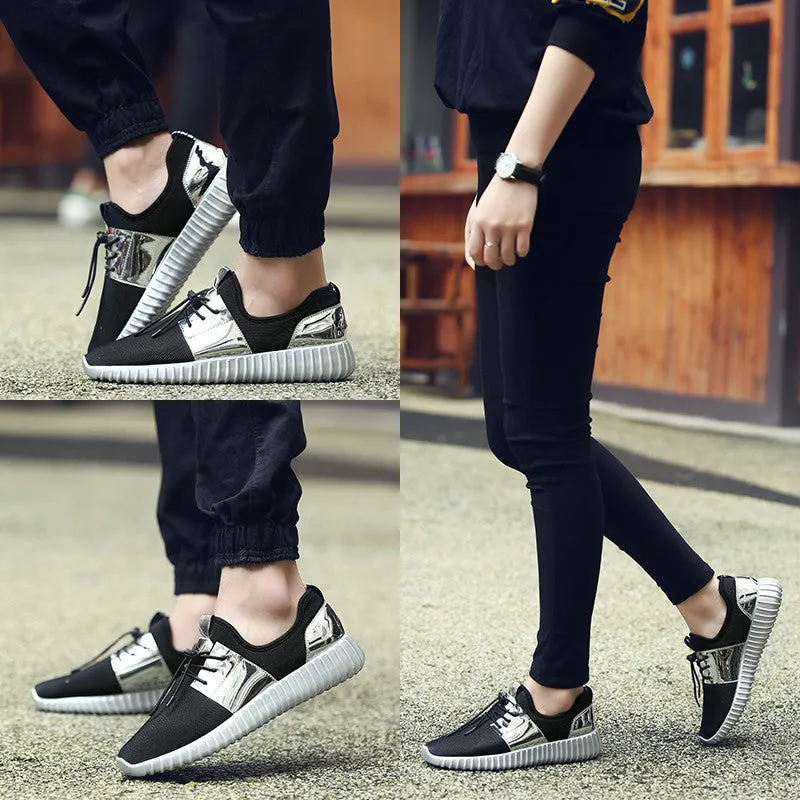 Air Mesh Glossy Lace Up Sneakers