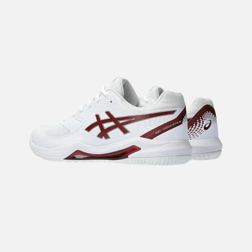 Asics Gel-Dedicate 8 Men's Tennis Shoes -White/Antique Red