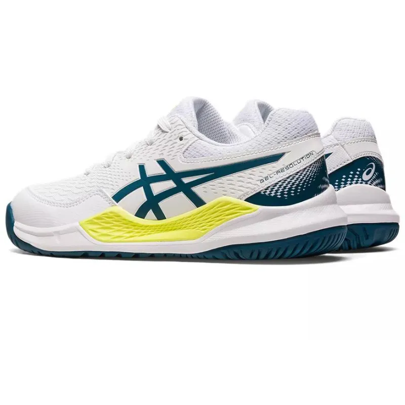 Asics Gel Resolution 9 GS White / Restful Teal  Kids Tennis Shoes