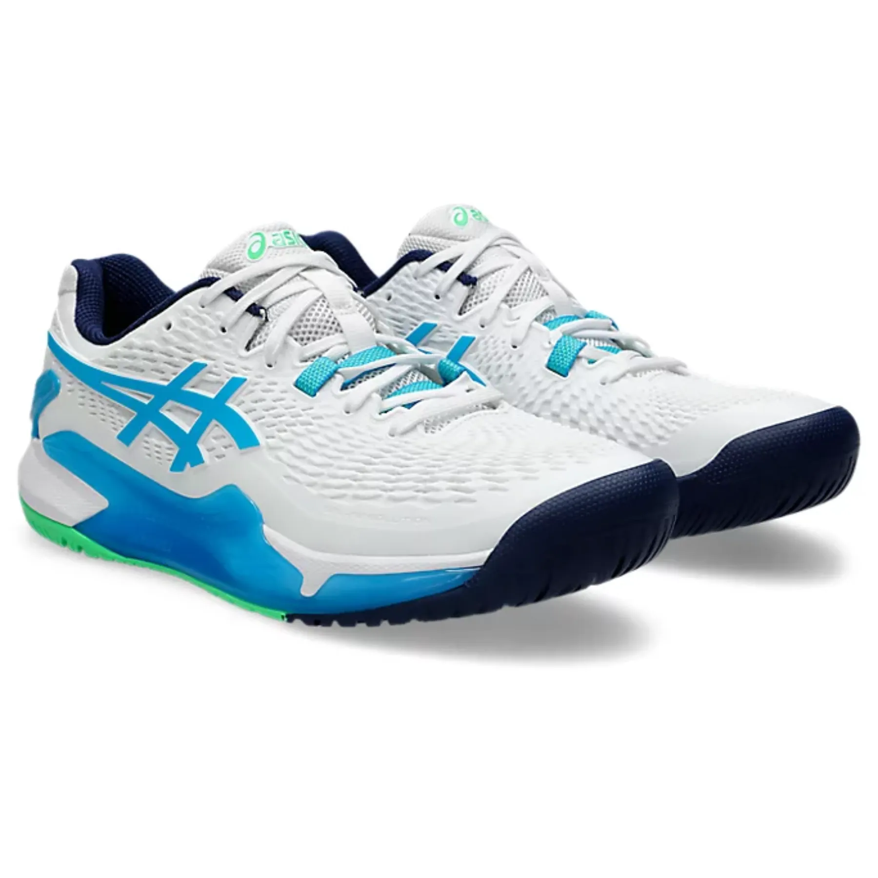 Asics Gel-Resolution 9 Men Tennis Shoes - White/Digital Aqua