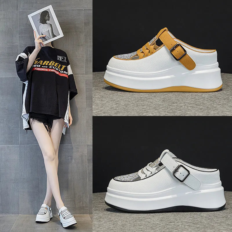 Authentic Leather Platform Muffin Clunky Sneakers