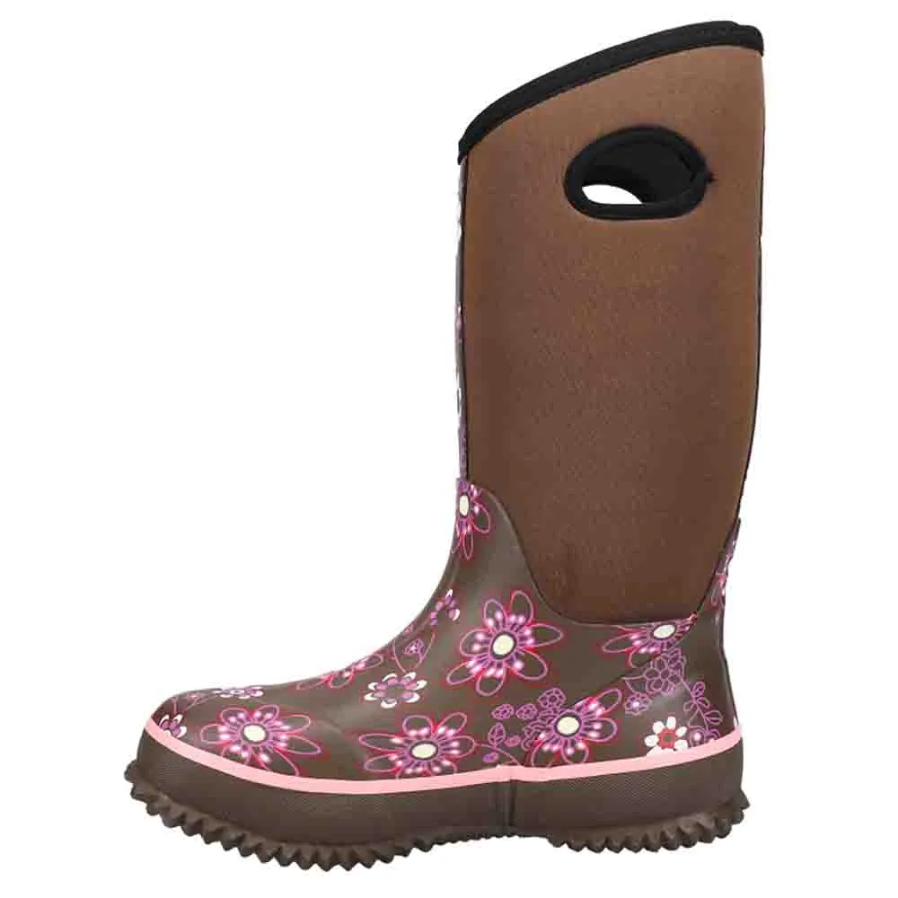 Barnyard 12 Inch Floral Round Toe Rain Boots