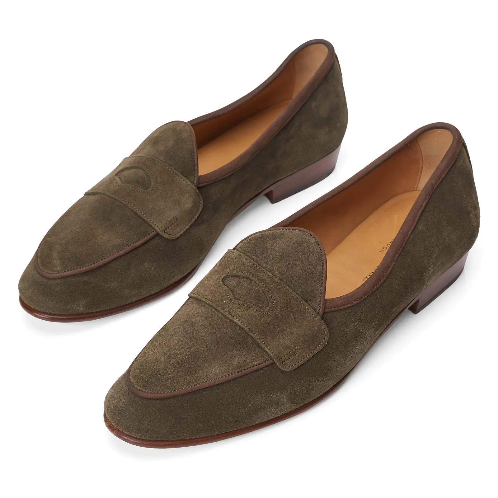 BAUDOIN & LANGE Grand Fenelon Green Suede Leather Penny Loafers EU 40 US 7