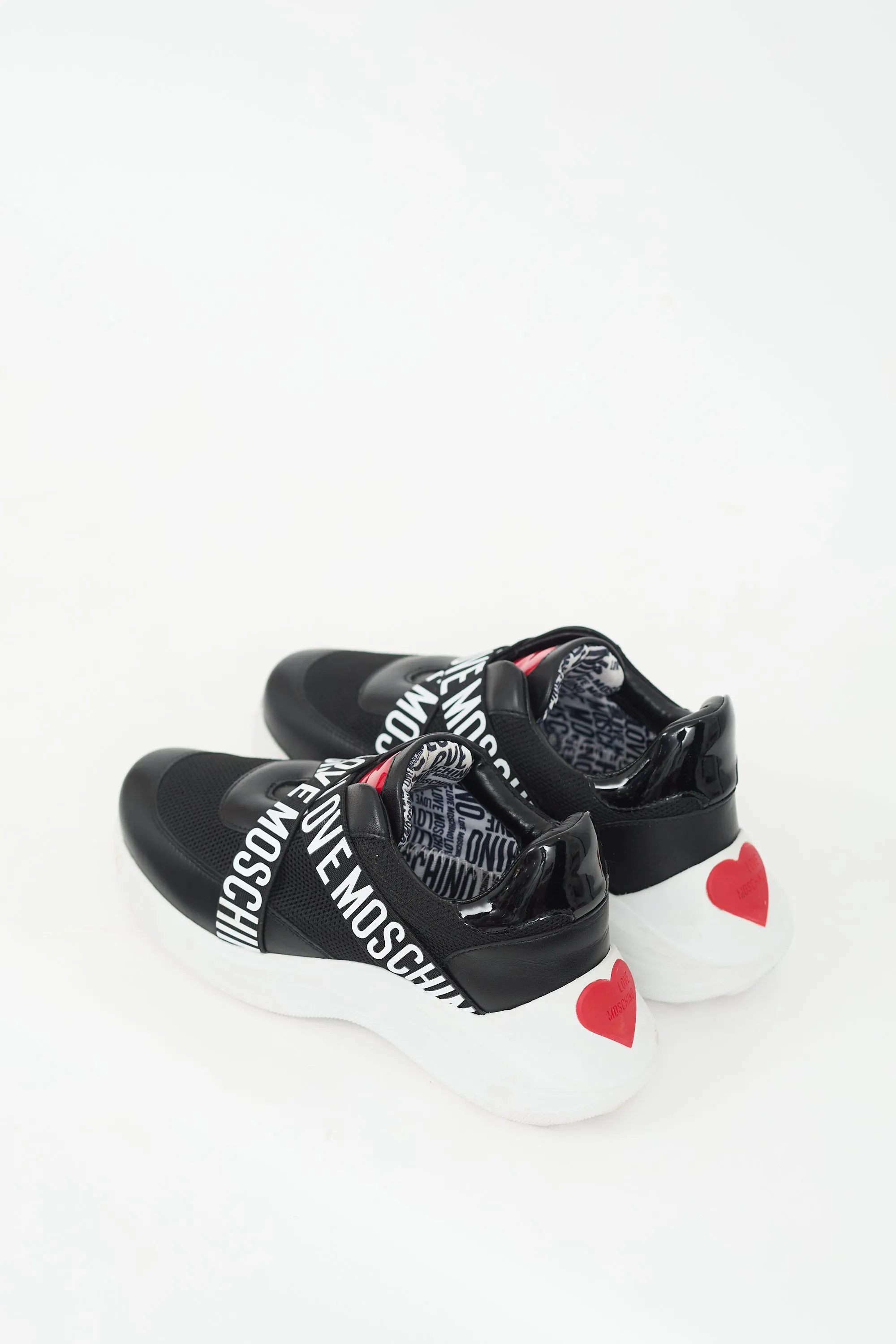 Black & White Mesh & Leather Logo Sneaker