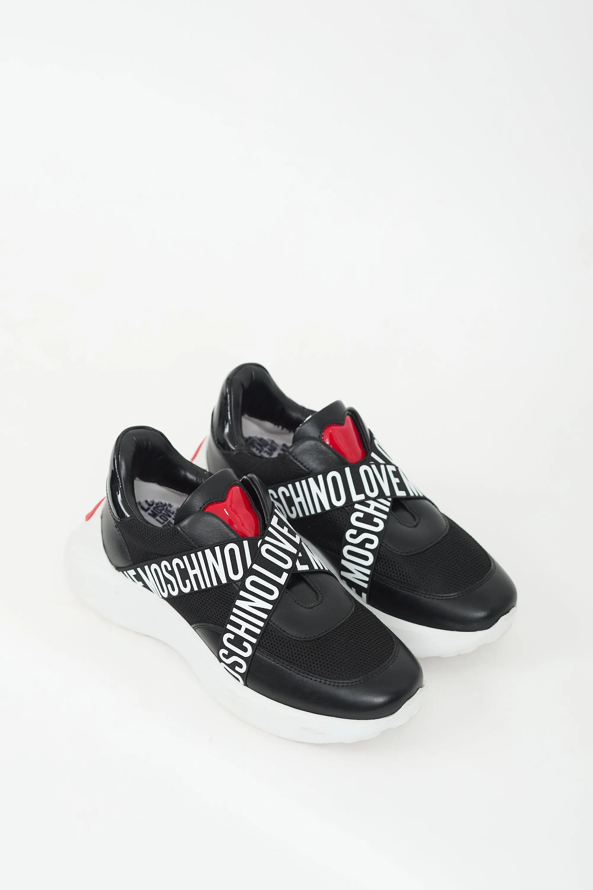 Black & White Mesh & Leather Logo Sneaker