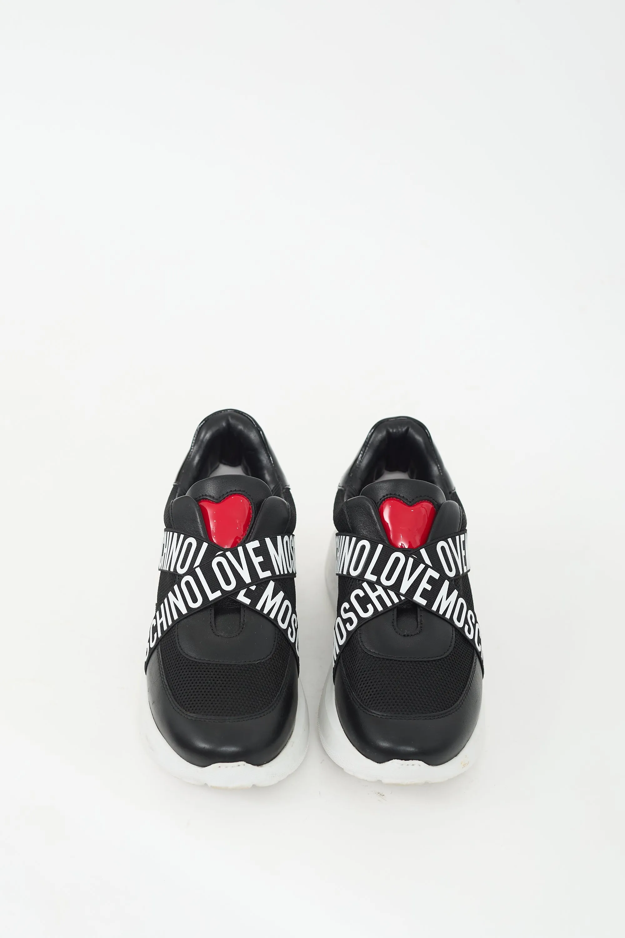 Black & White Mesh & Leather Logo Sneaker