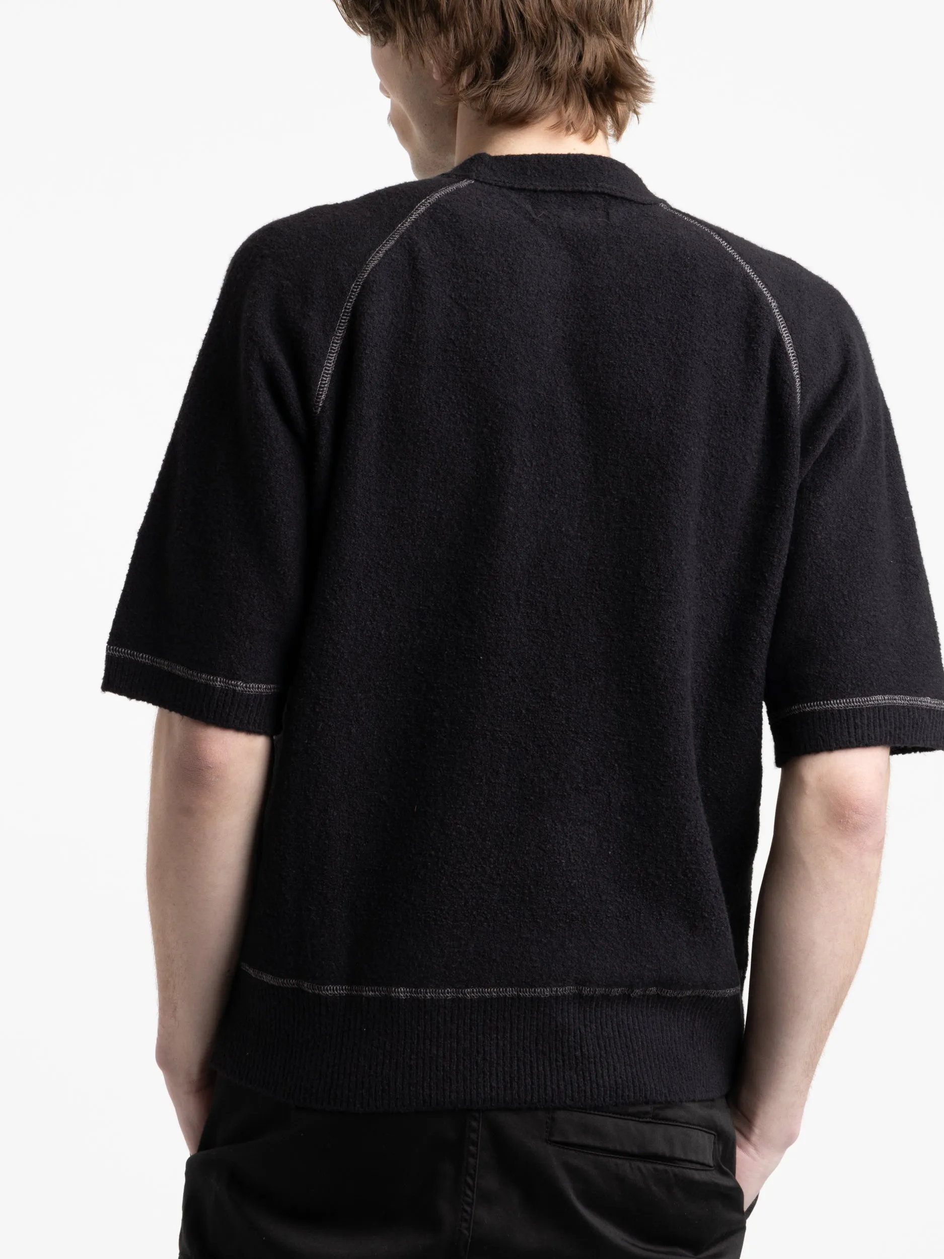 Black Textured Short Sleeve Crewneck