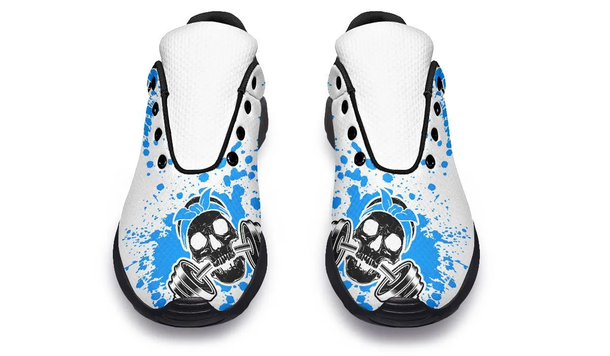 Blue Splat Skull On White