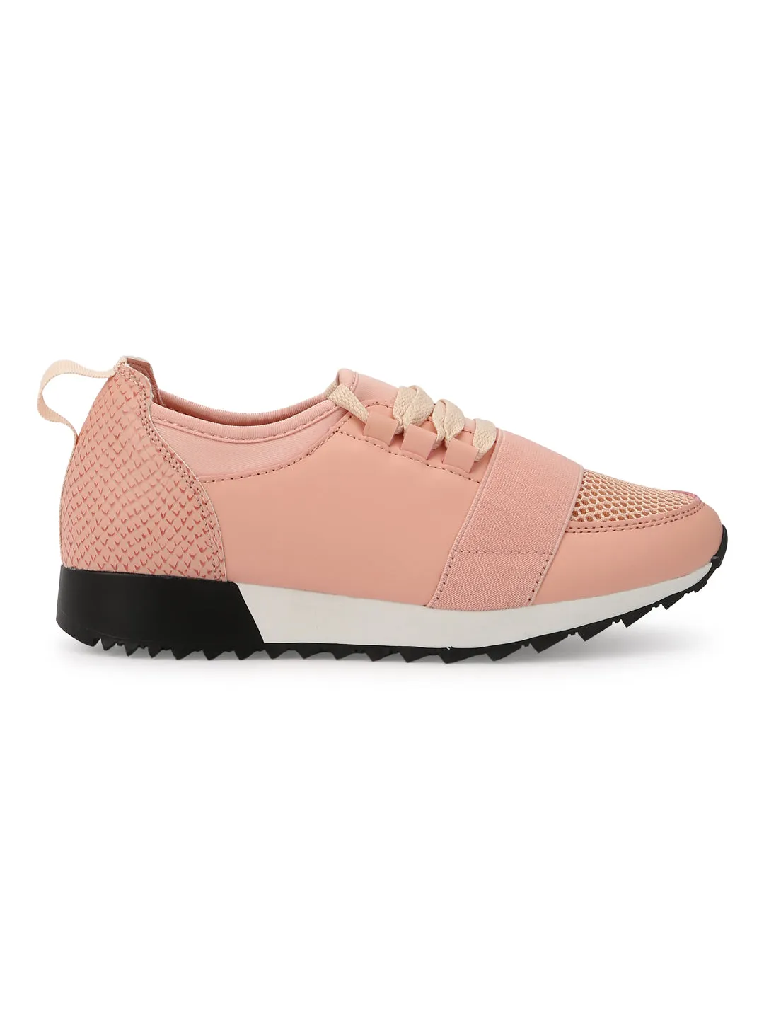 Blush Lace Mesh Lace-Up Sneakers