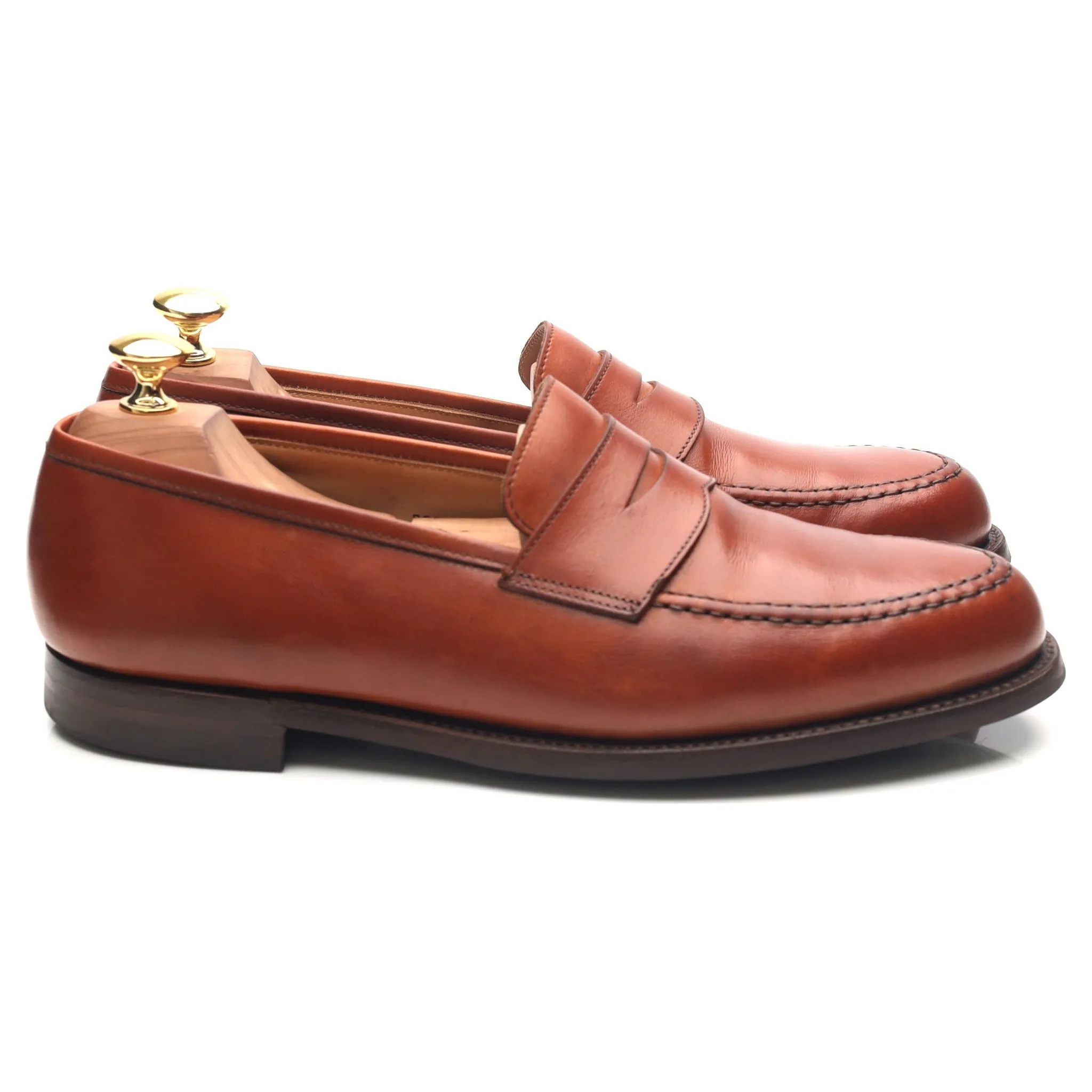 'Boston' Tan Brown Leather Loafers UK 8.5 E