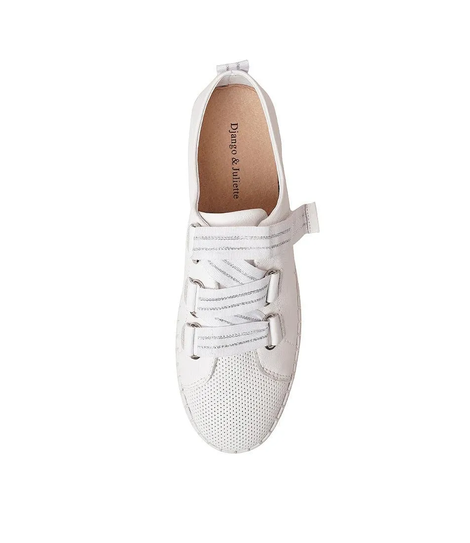 Brightery White/ White Silver Leather Sneakers