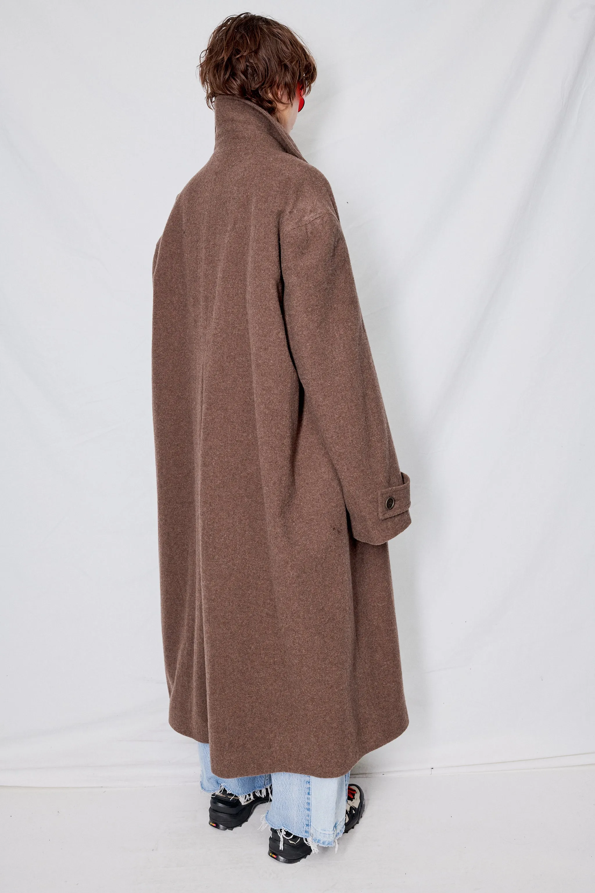 Brown Melange Heavy Wool Overcoat