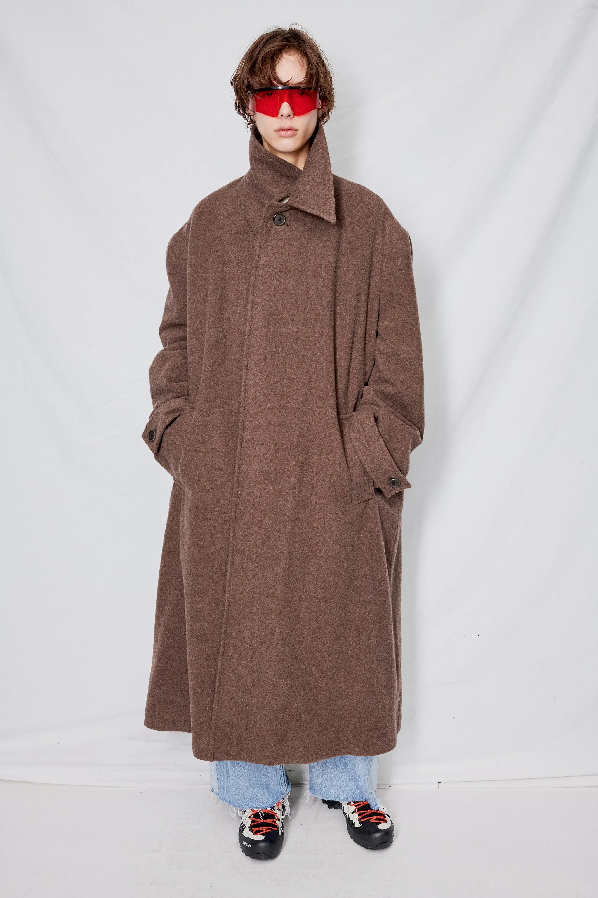 Brown Melange Heavy Wool Overcoat