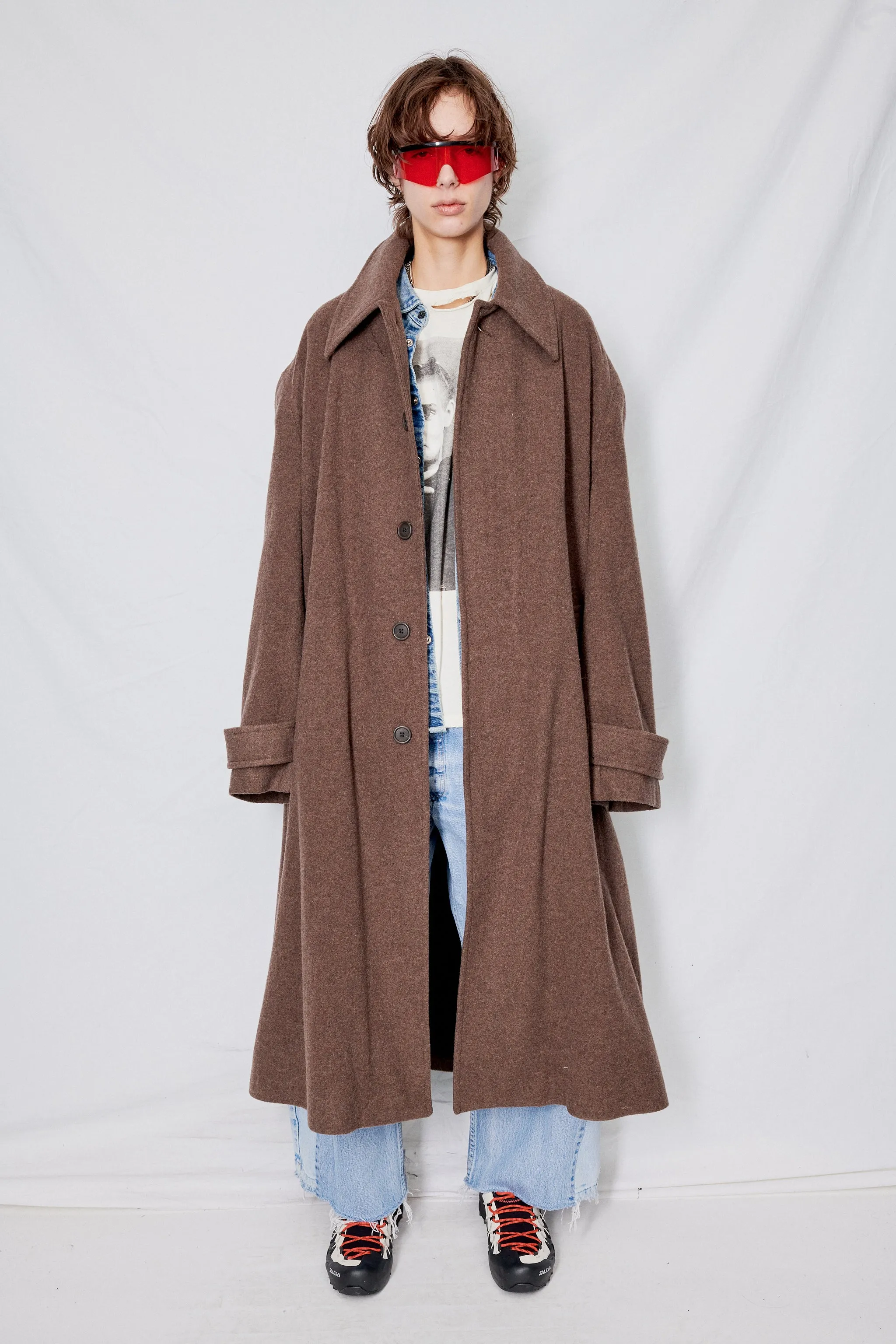 Brown Melange Heavy Wool Overcoat