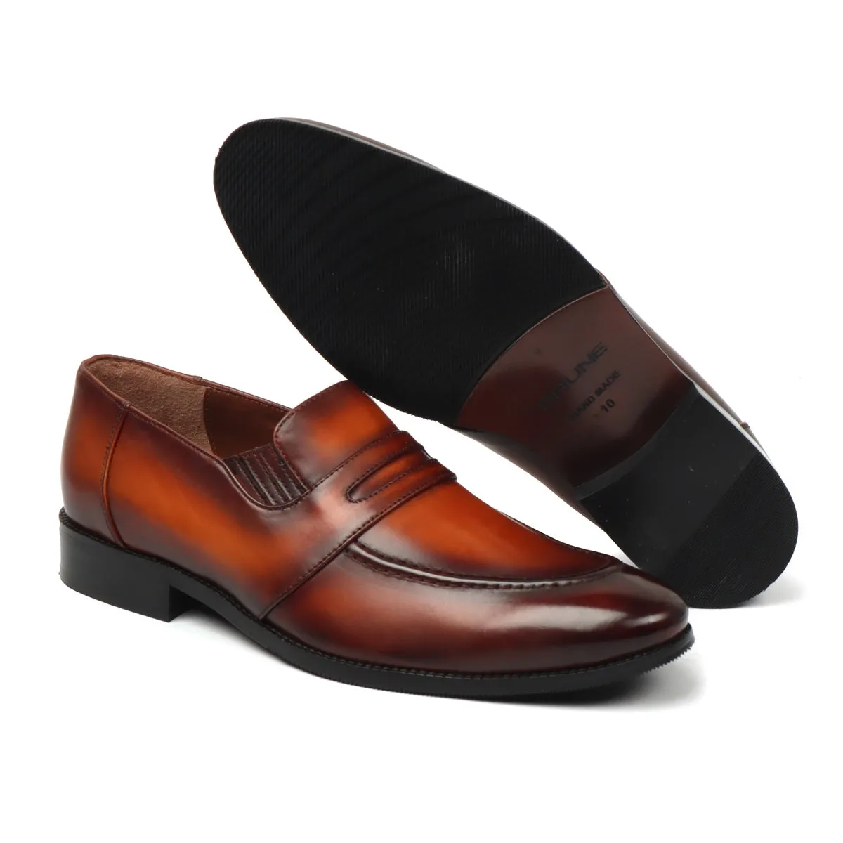 Burnished Tan Genuine Leather Penny Loafers