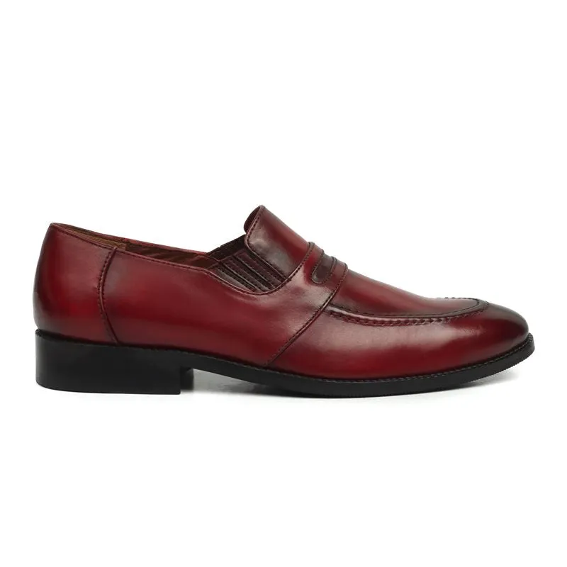 Burnished Wine Penny Loafers in Genuine Leather