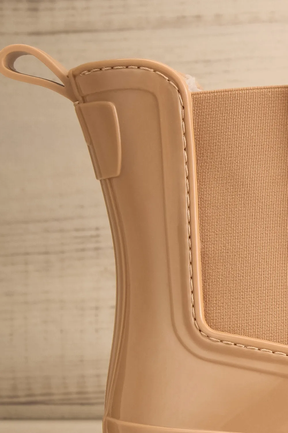 Carter Beige | Faux-Fur Lined Platform Rain Boots