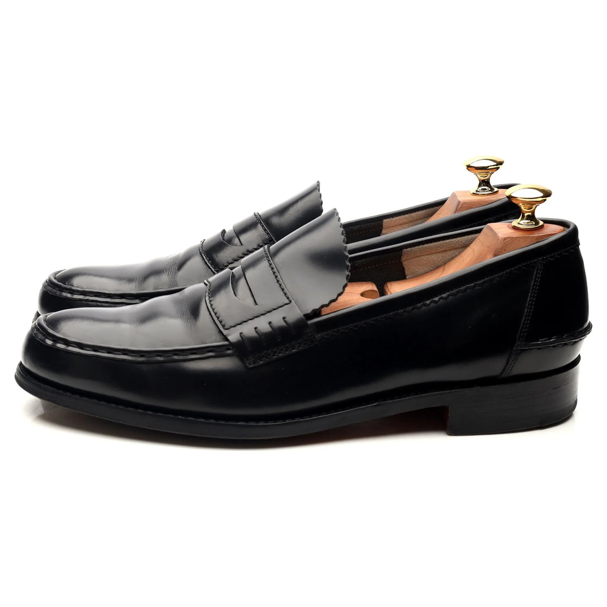 'Caruso' Black Leather Loafers UK 9.5 F