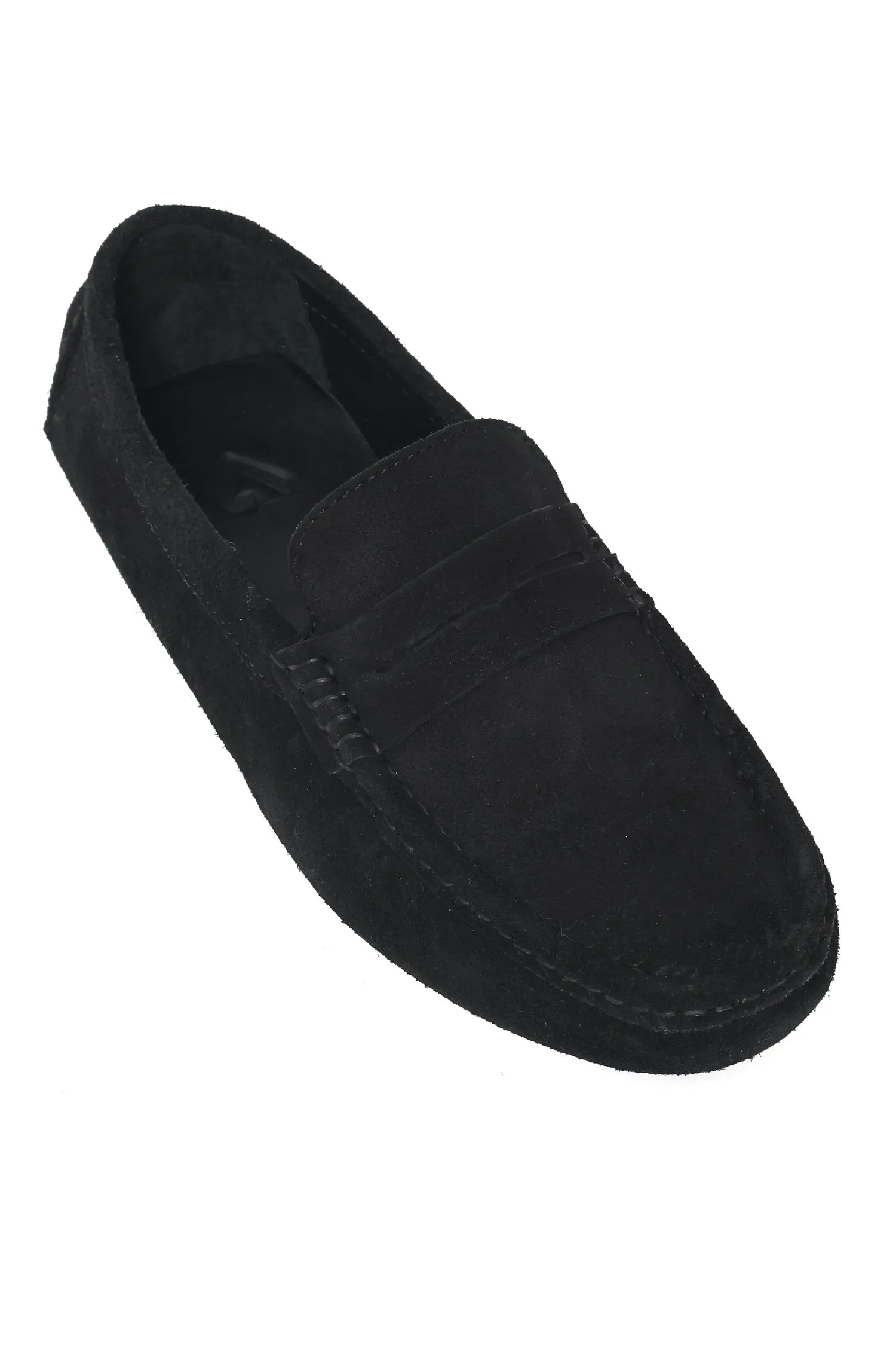 CLASSIC SUEDE PENNY LOAFERS-BLACK