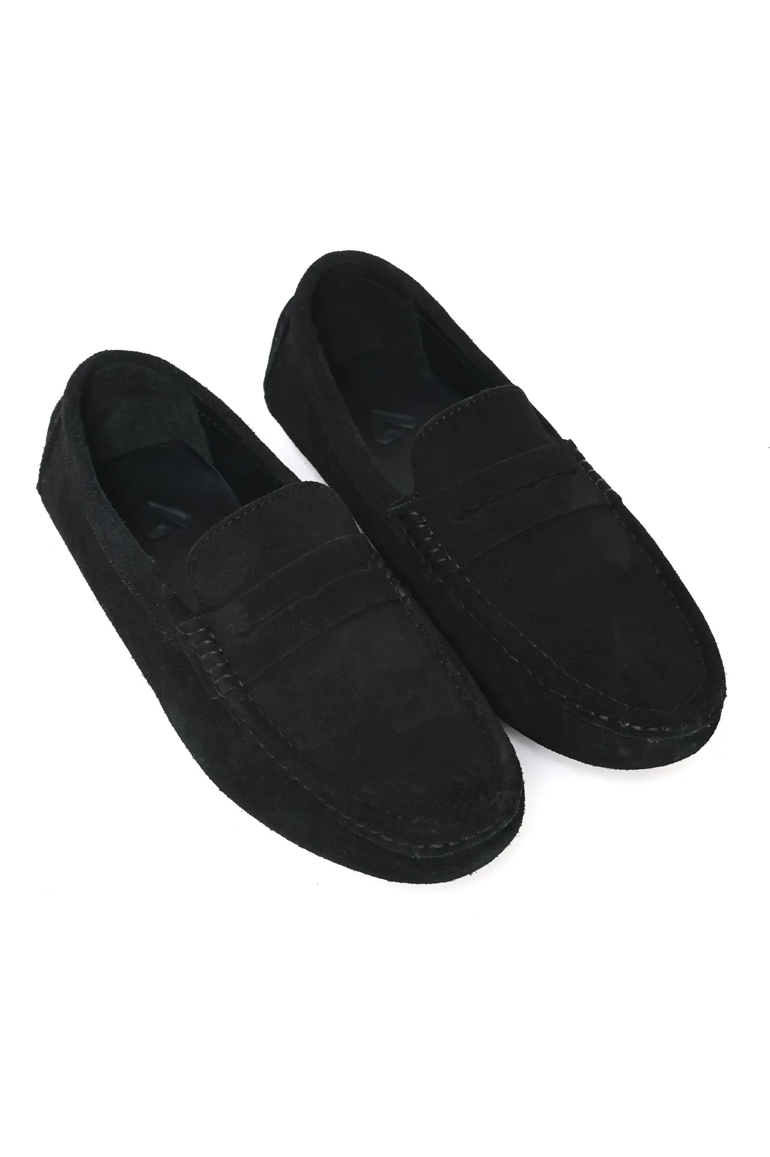 CLASSIC SUEDE PENNY LOAFERS-BLACK