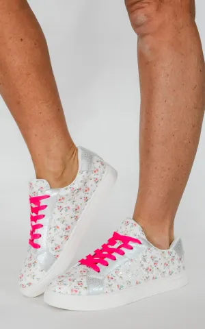 CORKYS Supernova White Ditsy Flower Sneaker Shoe - Final Sale