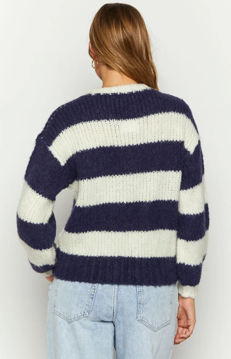 Cotton Candy Navy Stripe Knit Jumper