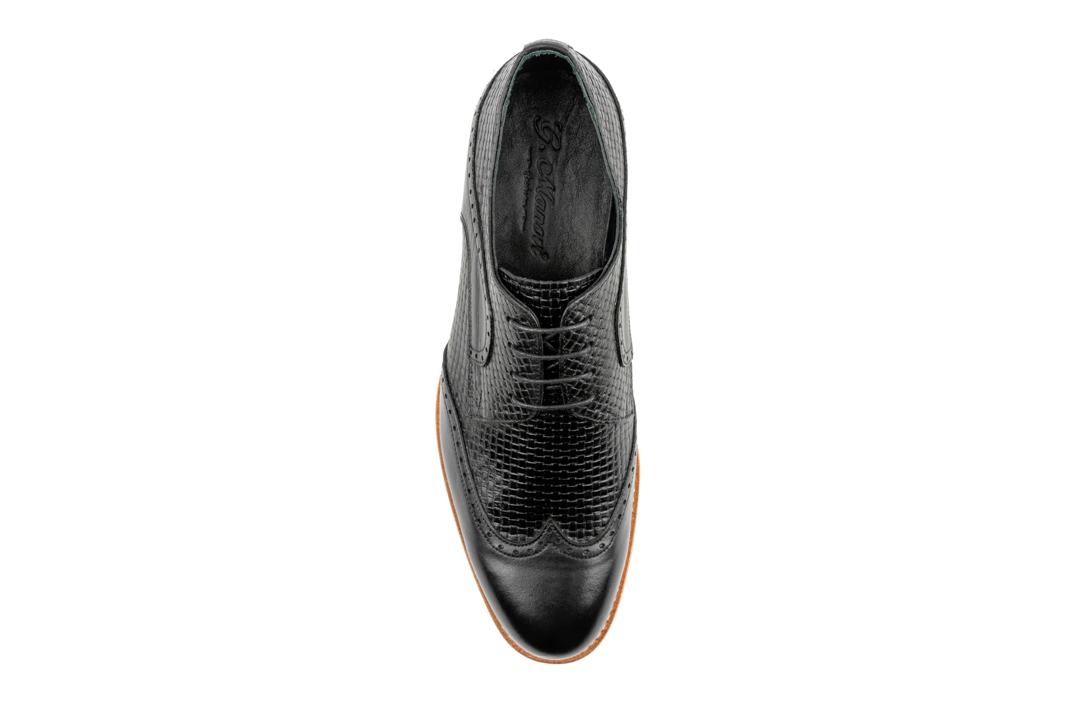 Debbono Poe Derby Style Men's Dress Sneakers, Top Grain Leather Embossed as Knits, Black Dress Shoes That Feel Like Sneakers, Wingtip Derby Shoes, Hybrid Derby Shoes