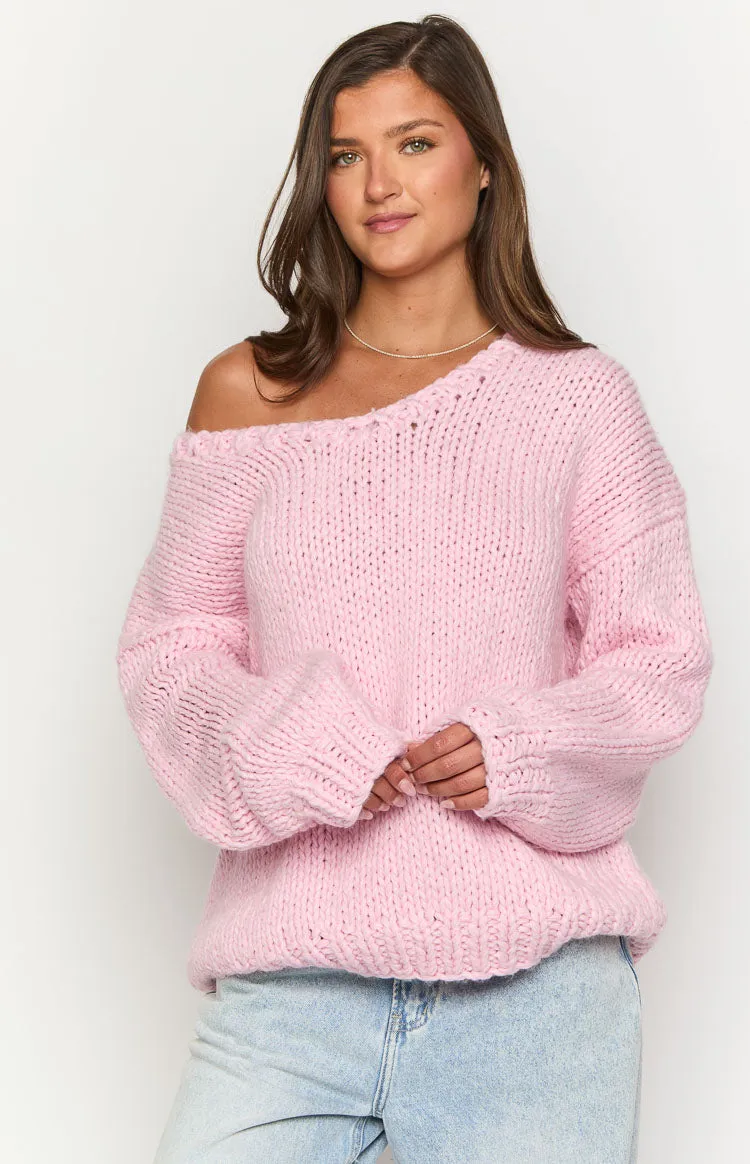 Delvey Light Pink Chunky Knit Sweater