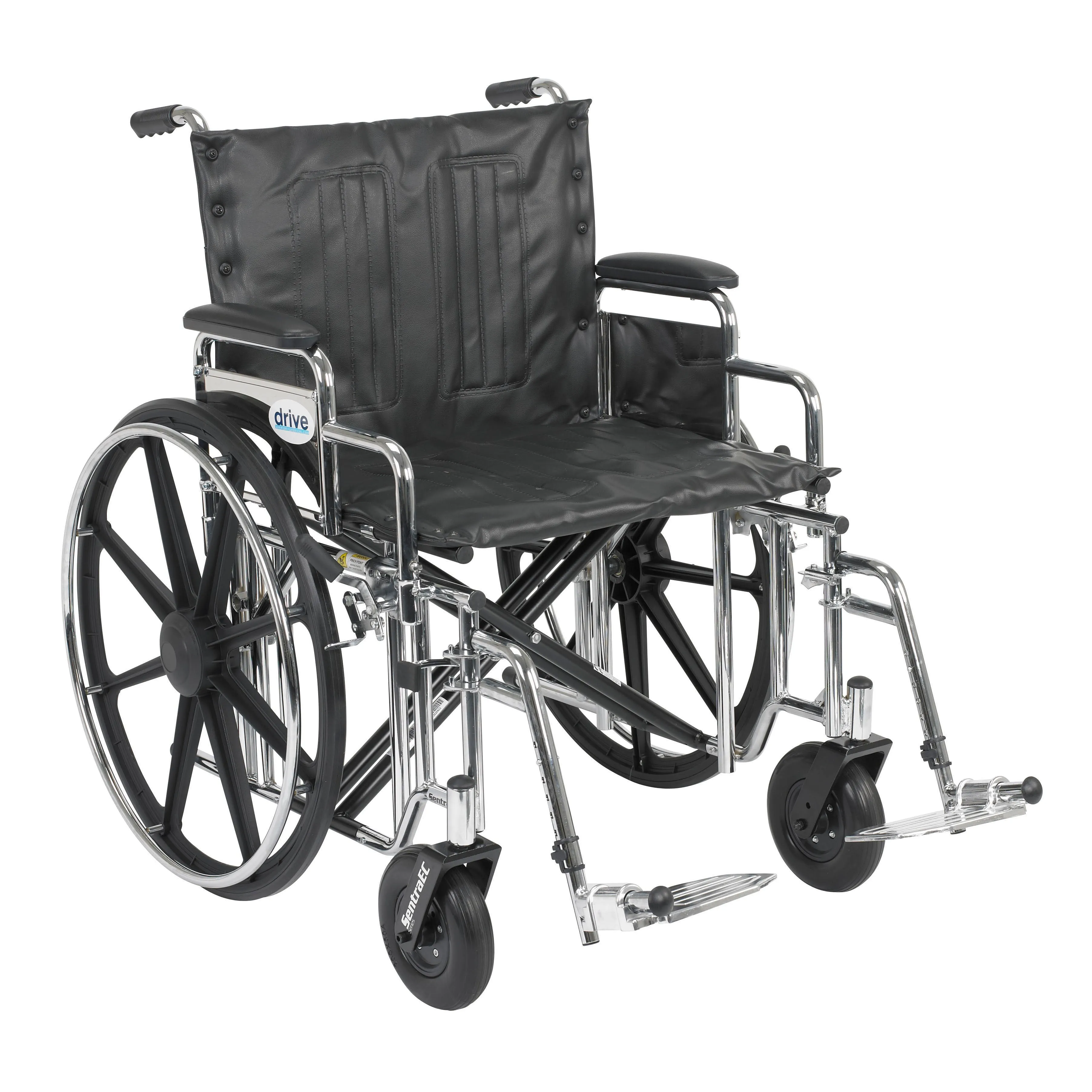 Drive Medical std22dda-sf Sentra Extra Heavy Duty Wheelchair, Detachable Desk Arms, Swing away Footrests, 22" Seat