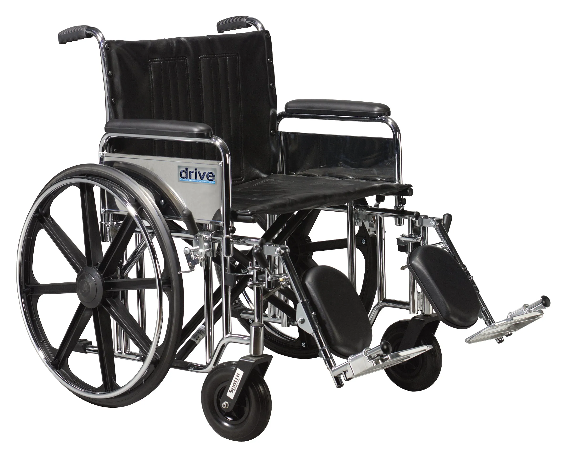 Drive Medical std22dfa-elr Sentra Extra Heavy Duty Wheelchair, Detachable Full Arms, Elevating Leg Rests, 22" Seat