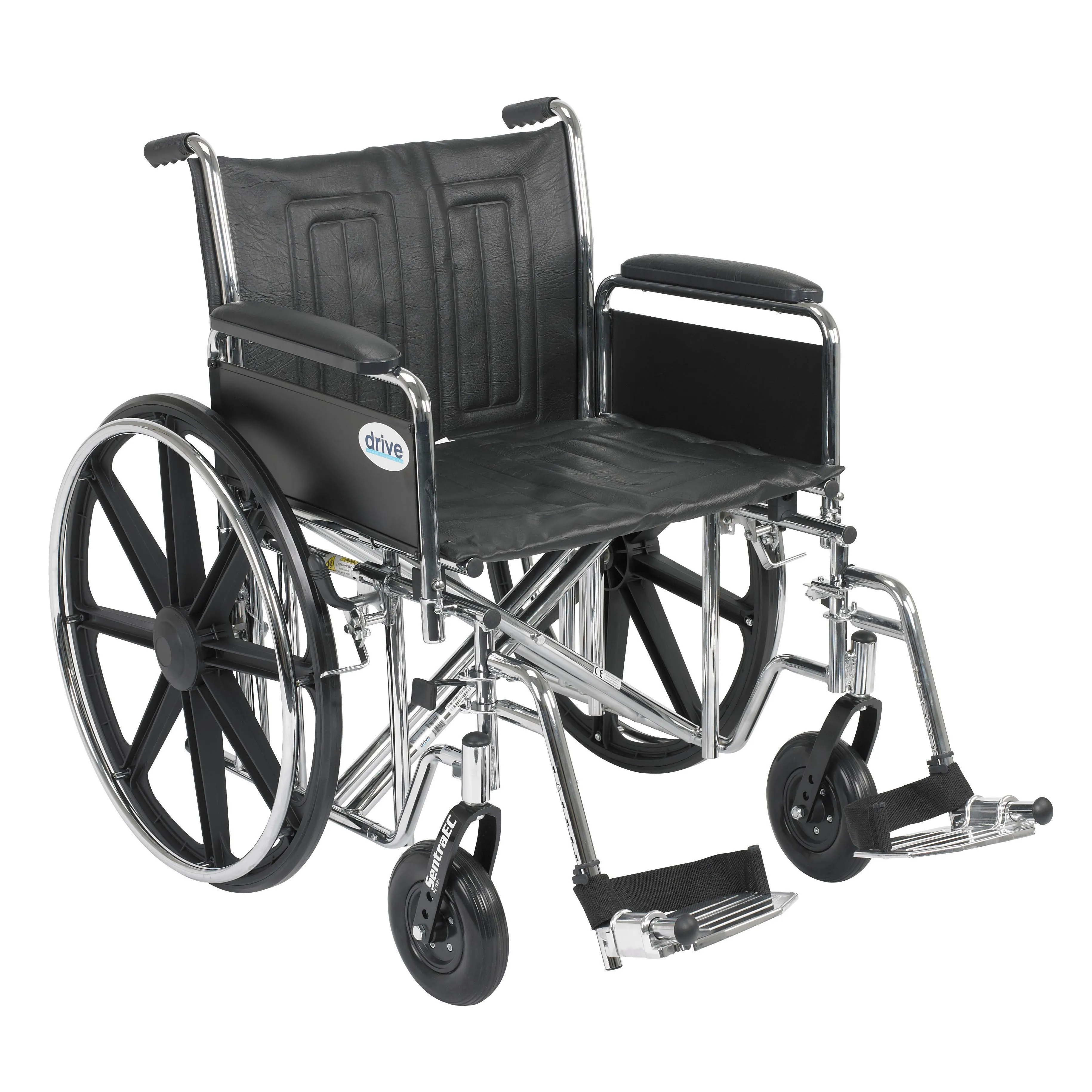 Drive Medical std22ecdfa-sf Sentra EC Heavy Duty Wheelchair, Detachable Full Arms, Swing away Footrests, 22" Seat