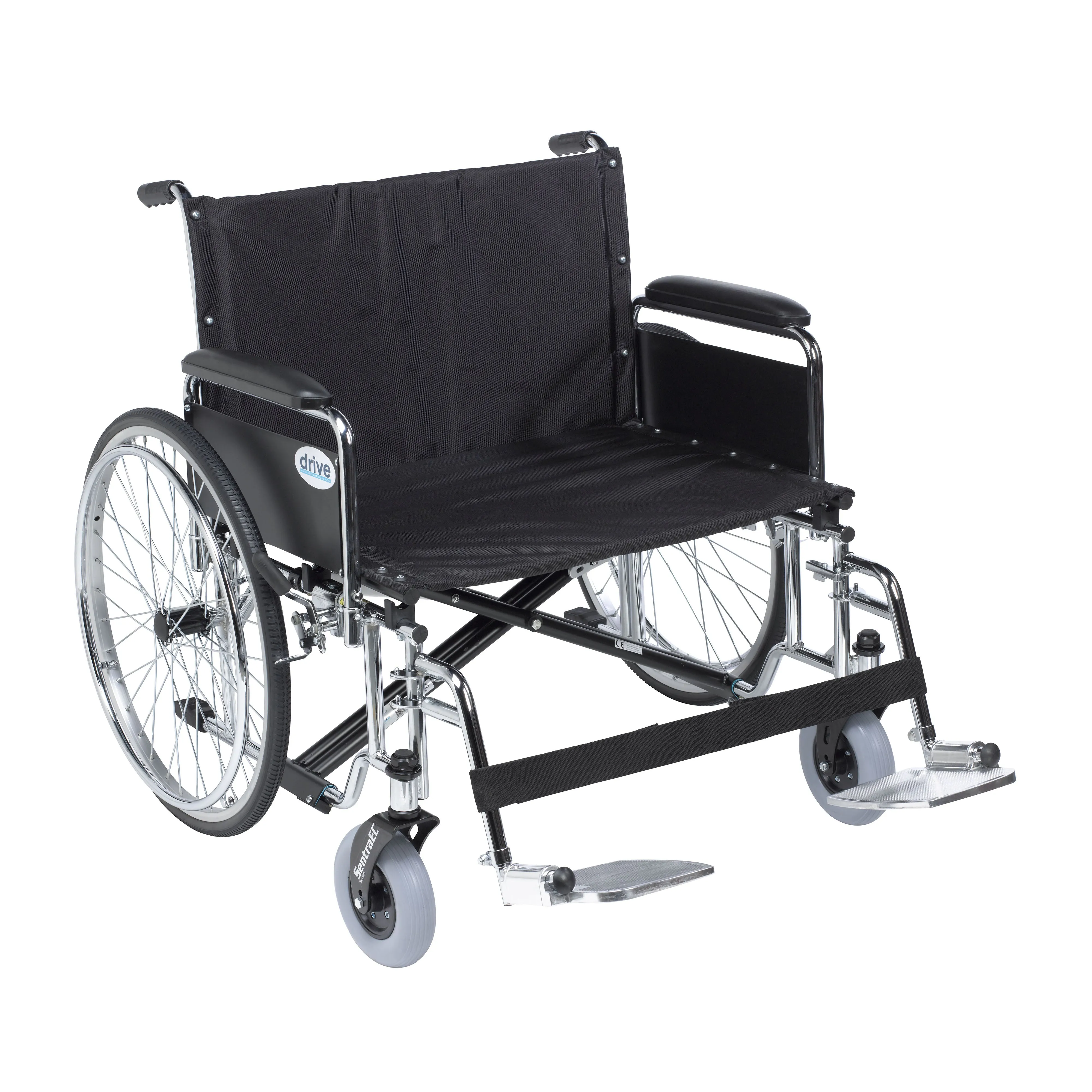 Drive Medical std28ecdfa-sf Sentra EC Heavy Duty Extra Wide Wheelchair, Detachable Full Arms, Swing away Footrests, 28" Seat