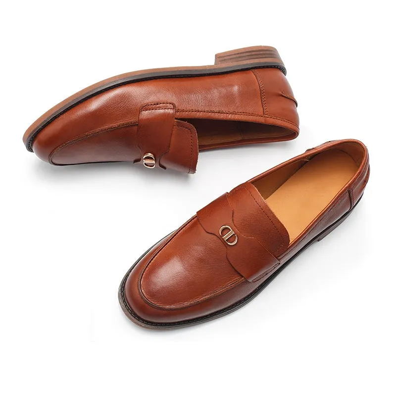 Dwarves Metal-detailed Leather Loafers for Women in Black/Khaki/Brown/Apricot/Wine Red