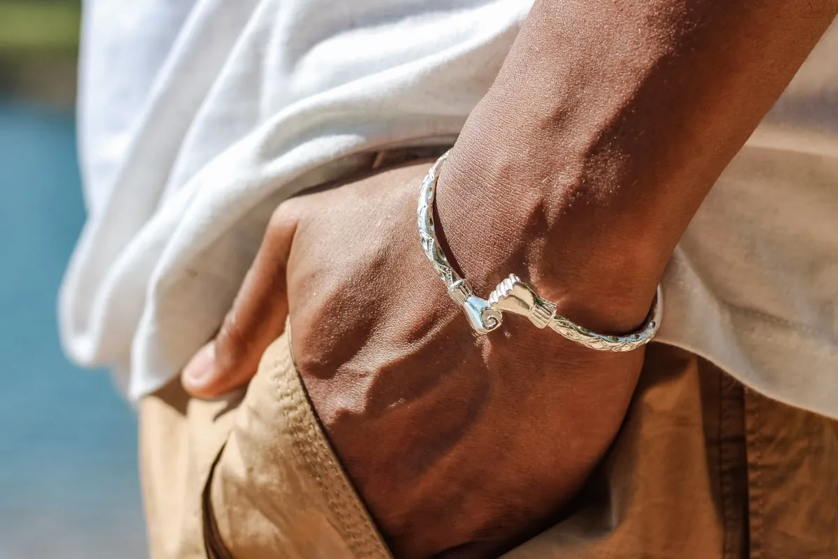 Extra Heavy Fist Bangle with Diamante Pattern