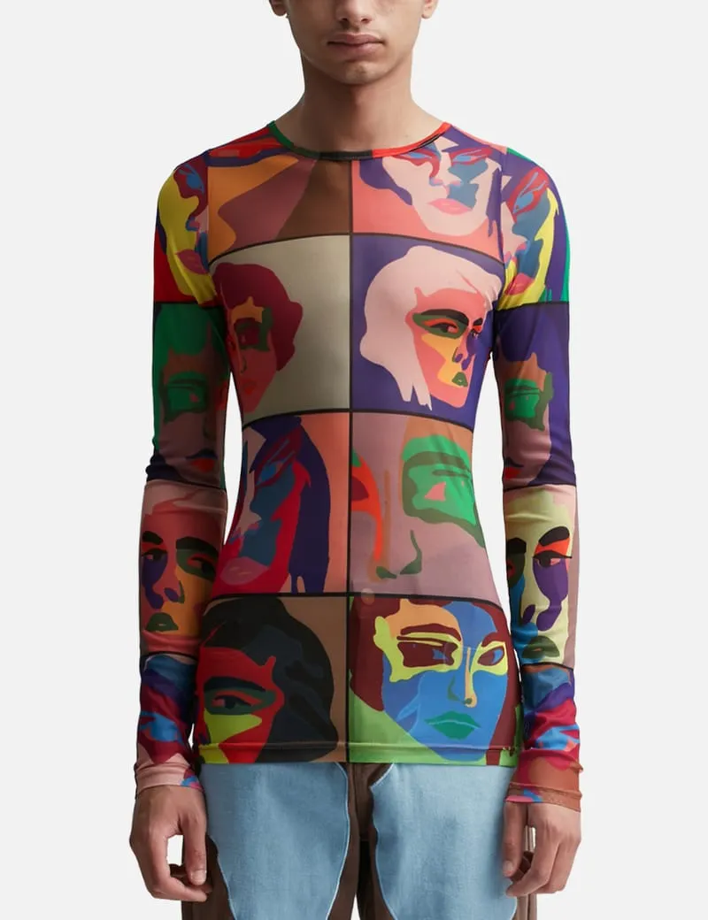 Faces Printed Mesh Shirt