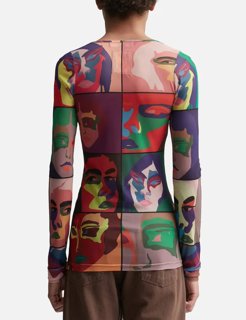 Faces Printed Mesh Shirt