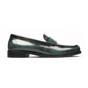 Fossano - Men's Burnished Green Box Leather High Shine Loafer