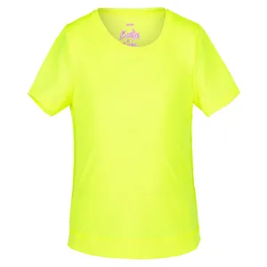 Girls' Dynamic High-Low Short Sleeve Tennis Top Neon Yellow