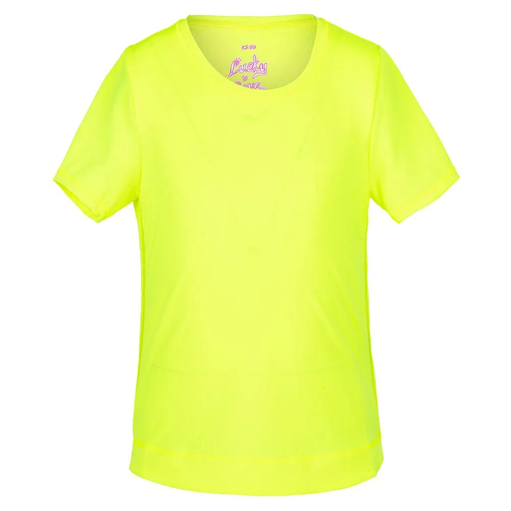 Girls' Dynamic High-Low Short Sleeve Tennis Top Neon Yellow